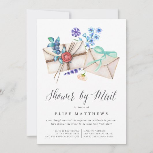 フローラポスト仮想ベビーまたはブライダルシャワー(メール別) 招待状 (正面)