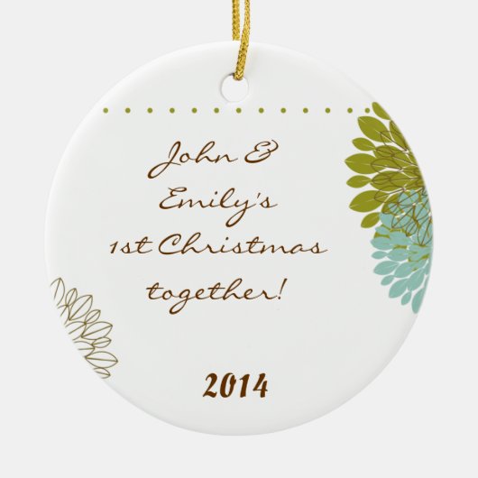 フローラポゼイパーソナライズされたフラワーネームオーナメント セラミックオーナメント (正面)