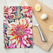 フローラポップ・アートのアートピンクキッチンタオル キッチンタオル (四つ折り)