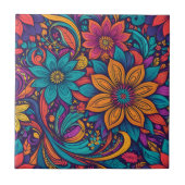 フローラポップ・アートのアートプリント タイル (正面)