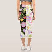 フローラポップ・アートのア絵画ートのバイカラーのシームレスなパターン カプリレギンス (裏面)