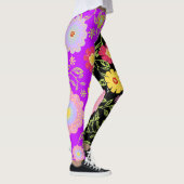 フローラポップ・アートのア絵画ートのバイカラー模様 レギンス (右)