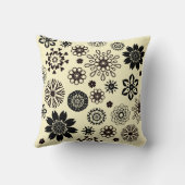 フローラポップ・アートのプリントパターガーリーンかわいいボホヒッピー クッション (裏面)