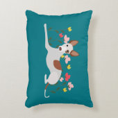 フローラポデンコドッグティール(緑がかった色)ブルー アクセントクッション (正面(垂直))