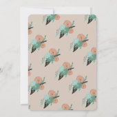 フローラポピーシンプルピーチコーラルベビーシャワー 招待状 (裏面)