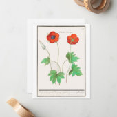 フローラポピーヴィンテージフラワーブーケ ノートカード (正面/裏面インサイチュ)