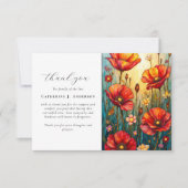 フローラポピー写真悔やみや弔慰葬儀記念 サンキューカード (正面)