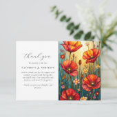 フローラポピー写真悔やみや弔慰葬儀記念 サンキューカード (スタンド正面)