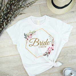 フローラポリゴン花嫁チームエステティック金ゴールド&ピンク Tシャツ
