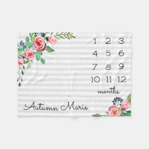 フローラマイルストーンベビーブランケット フリースブランケット