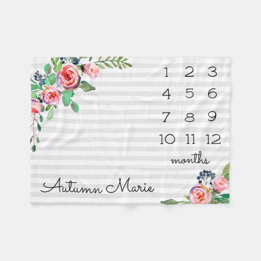 フローラマイルストーンベビーブランケット フリースブランケット (正面(横))