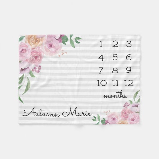 フローラマイルストーンベビーブランケット フリースブランケット (正面(横))