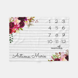 フローラマイルストーンベビーブランケット フリースブランケット