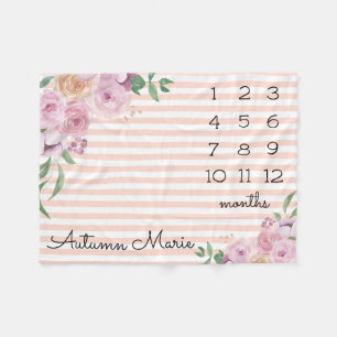 フローラマイルストーンベビーブランケット フリースブランケット