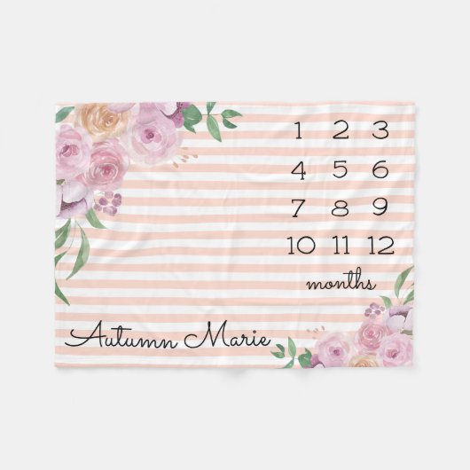 フローラマイルストーンベビーブランケット フリースブランケット (正面(横))