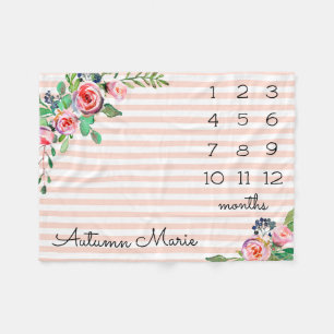 フローラマイルストーンベビーブランケット フリースブランケット