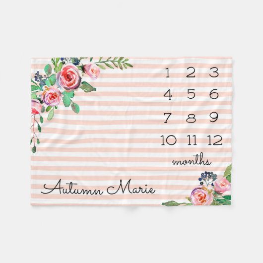 フローラマイルストーンベビーブランケット フリースブランケット (正面(横))