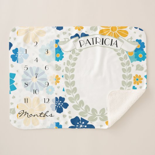 フローラマイルストーン写真プロップ シェルパブランケット (正面(横))