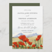 フローラマウンテンポピー野草野結婚草地 招待状 (正面/裏面)