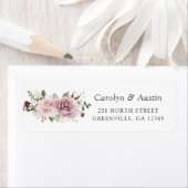 フローラマウヴ赤面グリーンリー差出人住所ラベル ラベル (インサイチュ)