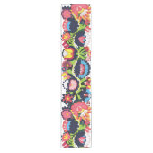 フローラマカラフルトイデジタルフォーク刺繍  ショートテーブルランナー (正面)