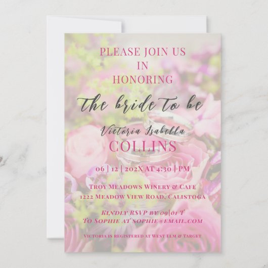 フローラマガジンカバーブライダルシャワー 招待状 (裏面)