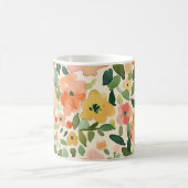 フローラマグカップ、桃の花の模様マグカップ、水色 コーヒーマグカップ (中央)