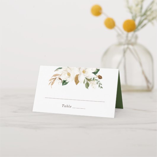 フローラマグノリアニュートラル赤面エレガント座席表 プレイスカード (正面)