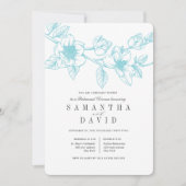 フローラマグノリアブランチ淡い色のブルーリハーサルディナー 招待状 (正面)