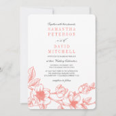 フローラマグノリアブランチ |コーラル | 結婚s 招待状 (正面)