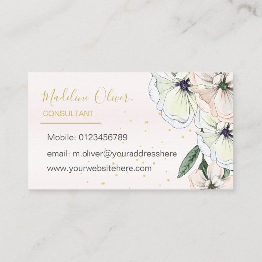 フローラマグノリアモダン金ゴールドスタイリッシュ名刺 名刺 (裏面)