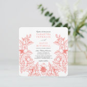 フローラマグノリアリース |コーラル | 結婚s 招待状 (スタンド正面)