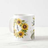 フローラマグパーソナライズされたモノグラム名前をカスタムする コーヒーマグカップ (正面左)