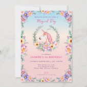 フローラマジカルユニコーン誕生日招待状 招待状 (正面)