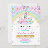 フローラマジカルレインボーユニコーン誕生日 招待状 (正面)