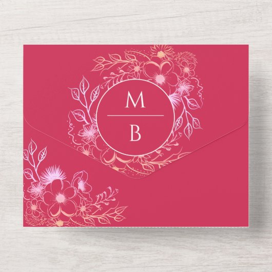 フローラマゼンタオールインワンウェディング招待 オールインワン招待状 (裏面)