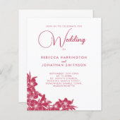 フローラマゼンタピンクバジェット結婚式招待状 (正面/裏面)