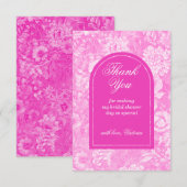 フローラマゼンタピンクブライダルシャワー サンキューカード (正面/裏面)
