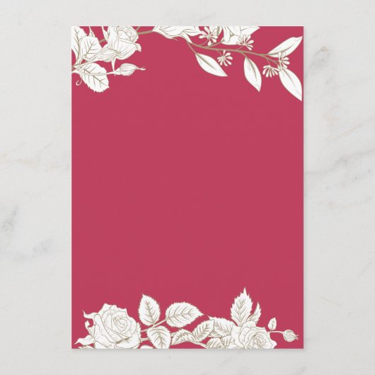 フローラマゼンタピンク金ゴールド結婚式レセプションカード エンクロージャーカード (裏面)