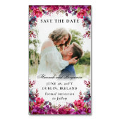 フローラマゼンタ写真予算セーブザデートマグネット マグネット名刺 (正面縦)