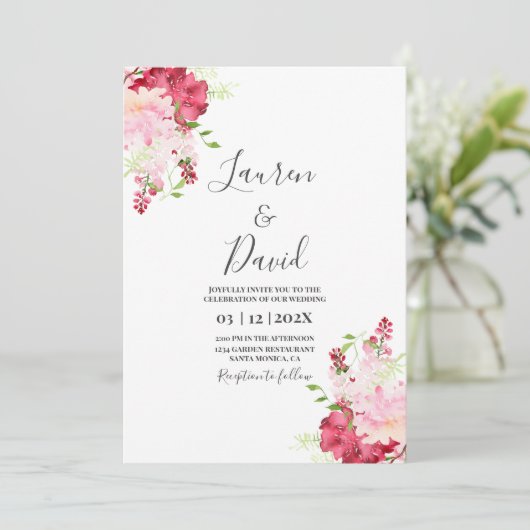 フローラマゼンタ結婚式招待状 招待状 (スタンド正面)