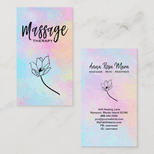 *~*フローラマッサージセラピストのマッサージセラピー 名刺 (正面/裏面)