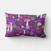 フローラマッシュルームレトロピンク、紫、黒 ランバークッション (裏面)