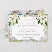 フローラマップピンク旅行テーマベビーシャワー情報 エンクロージャーカード (正面/裏面)