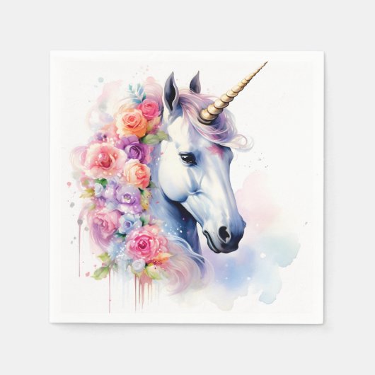 フローラマニユニコーン/ホース紙 スタンダードカクテルナプキン (正面)