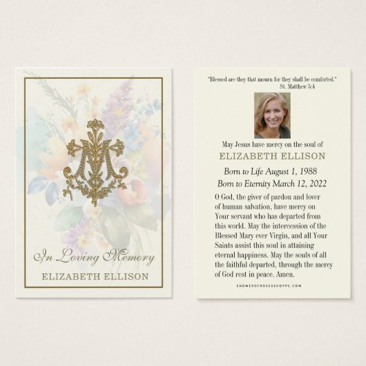 フローラマリアンクロス葬儀祈りの言葉カード (正面&裏面)