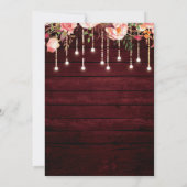 フローラマルーンウッド素朴ブライダルシャワー 招待状 (裏面)