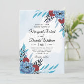 フローラマルーン及びターコイズ結婚式招待状 招待状 (スタンド正面)