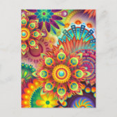 フローラマンダラコラージュサイケデリックグリーティングカード ポストカード (正面)