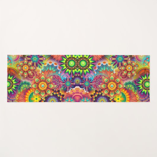 フローラマンダラコラージュサイケデリックヨガマット ヨガマット (正面(横))